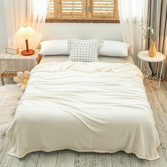 AuroraX Coral Fleece Throw Blanket for Couch Sofa Bed Soft Decorative Cozy White Lightweigh Blanket for Office Home Use Breathable 39"x59" Washable Fuzzy Throw for All Seasons