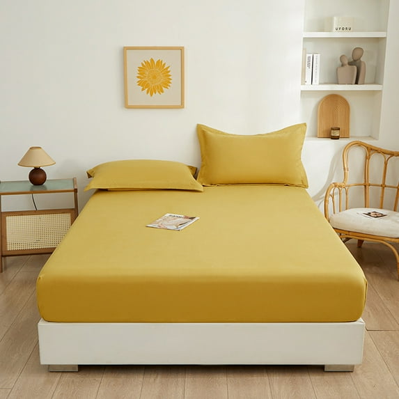 AuroraX Cotton Bed Sheets King Size Cotton Double Bed Sheet Sold-Separately,400 Thread Count Deep Cooling Fitted Sheets for Summer Residential Bedroom
