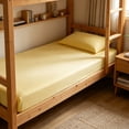 thumbnail image 1 of AuroraX Cotton Bed Sheets Twin Size Fitted Sheets Cooling,Deep Pockets Yellow Sold Separately Single Bed Sheet for Summer, 1 of 7