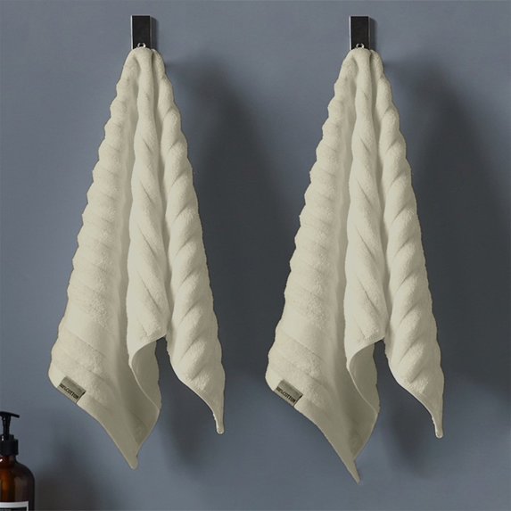 AuroraX Cotton Kitchen Towels Thick Striped Terry Cloth Dish Towels Soft Reusable Cleaning Absorbent Quick Drying Plush Dish Cloths for Dish Rags Drying Dishes(White)