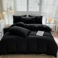 thumbnail image 1 of AuroraX Cozy Duvet Cover Set 4-Piece Full Size Solid Soft Washed Cotton Percale Bedding Set Skin-Friendly Durable Breathable Black Comforter Cover Set for Dorm Bedroom All-Season, 1 of 9