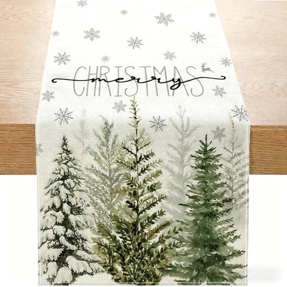 AuroraX Creative Christmas Table Runner 72 Inches Long Christmas Tree Table Runner Xmas Merry Bohemian Dining Winter Table Runner Decor for Home Party