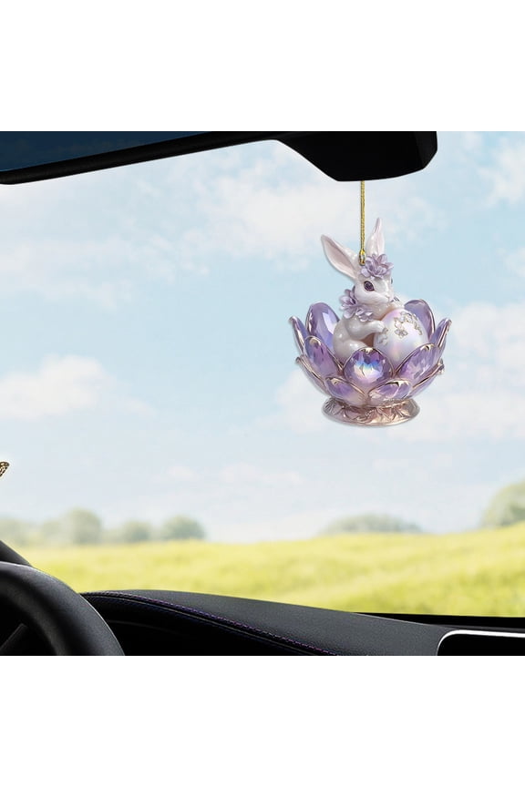 Crystal Easter Bunny Charm Acrylic Rabbit Hanging ornament for Car Rearview Mirror, Keychain, and Kitchen Cabinet Decor