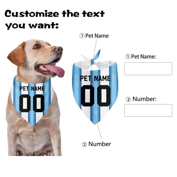 AuroraX Customized Pet Scarf for Dogs Personalized Dog Neck Scarf Adjustable Washable Soft Comfortable Pet Fashion Accessories Blue National Dog Day International Cat Day