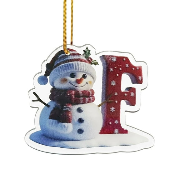 AuroraX Cute Christmas Decorations Shatterproof Plastic 2025 Snowman Christmas Tree Ornaments Letter (F) Teens Holiday Family Xmas Party Supplies