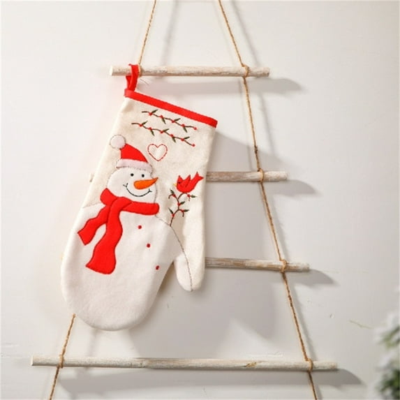 AuroraX Cute Christmas Oven Mitts, Heat Resistant Gloves for Baking and Cooking, Holiday Kitchen Mitts for Christmas Baking