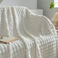 thumbnail image 1 of AuroraX Cute Cream Faux Fur Throw Blanket White Soft Plush Knit Blanket for Sofa or Bed 39"x59" Decorative Throw, 1 of 7