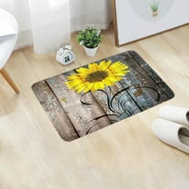 AuroraX Cute Living Room Rug Mat Non-Slip Backing Super Soft Cotton Bathroom Rug 23x15 Inch Art Deco Sunflower