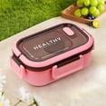 thumbnail image 1 of AuroraX Cute Lunch Box Containers 35 oz Airtight Freezable Portable 2 Compartments Plastic Lunch Box for Men Women Pink Microwave Safe BPA-Free Food Storage Boxes with Handle for Work School Office, 1 of 6