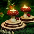thumbnail image 1 of AuroraX Cute Mushroom Tealight Candle Holder Ceramic Red Votive Candlestick Holders Decorative Vintage Romantic Rustic Toadstool Candle Stand Valentines Day Table Centerpieces Dining Wedding Decor, 1 of 9