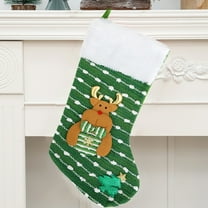 AuroraX Cute Stylish Plush Christmas Stocking Knitted Embroidered Stockings with 3d Santa Snowman and Reindeer 17" Candy Stocking Bag for Girls