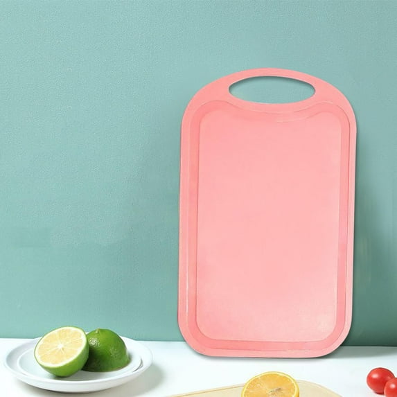 AuroraX Cutting Board with Grip Juice Grooves Small Non Toxic Plastic Cutting Board for Kitchen Easy Clea Durable Pink for Chopping Meat Vegetables Fruits Cheese Knife Friendly