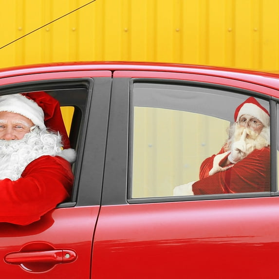 AuroraX Decals Decorations,Red Christmas Translucent Santa Claus Stickers for Christmas Fade Proof Outdoor Car Window Decorations