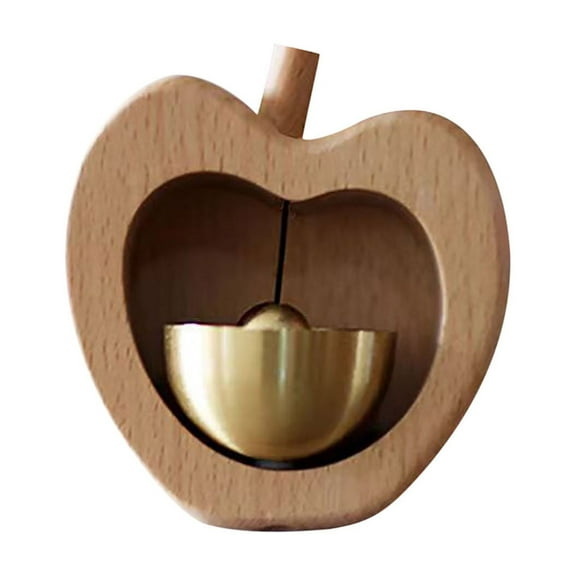 AuroraX Decorative Shopkeepers Bell,Hanging Wooden Magnetic Bell Chime with Brass Bell Ding Ding Sound Home Apples-Shaped Decoration Housewarming Gift
