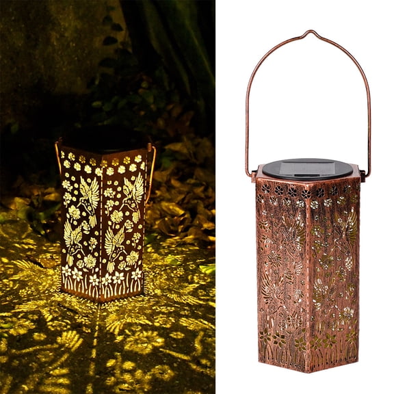 AuroraX Decorative Solar Mandala Lights Outdoor Hanging Mandala Projection Light Landscape Decorative Hummingbird Solar Lights Brown
