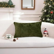 AuroraX Decorative Throw Pillow Covers Army Green 11x19 Inch Fancy Christmas Pillow Covers Indoor Contemporary Plush Christmas Tree Embroidery Cushion Cases Sofa Couch,Home Decor