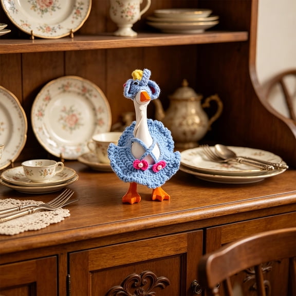 AuroraX Desk Goose Outfit Set 7" Desk Goose Clothes Set Summer Seasonal Mini Goose Decor Blue