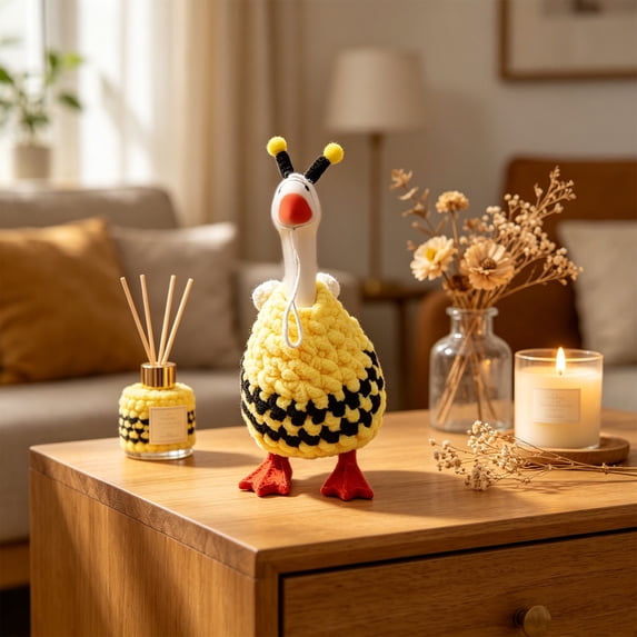 AuroraX Desk Goose Outfit Set 7" Desk Goose Clothes Set Summer Seasonal Mini Goose Decor Yellow
