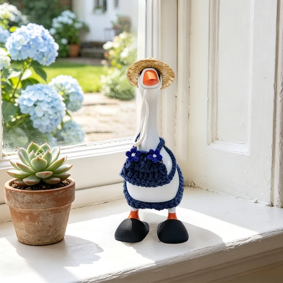 AuroraX Desk Goose Outfit Set 7" Desk Goose Clothes Set for Summer Holiday Mini Desk Goose Accessories Blue