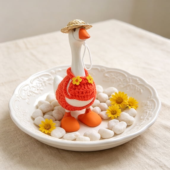 AuroraX Desk Goose Outfit Set 7" Desk Goose Clothes Set for Summer Holiday Mini Desk Goose Accessories Orange