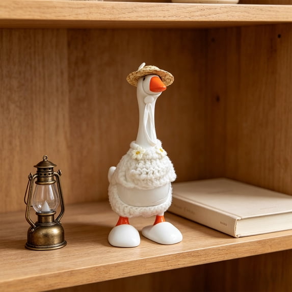AuroraX Desk Goose Outfit Set 7" Desk Goose Clothes Set for Summer Holiday Mini Desk Goose Accessories White