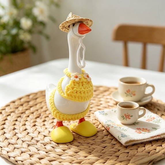 AuroraX Desk Goose Outfit Set 7" Desk Goose Clothes Set for Summer Holiday Mini Desk Goose Accessories Yellow
