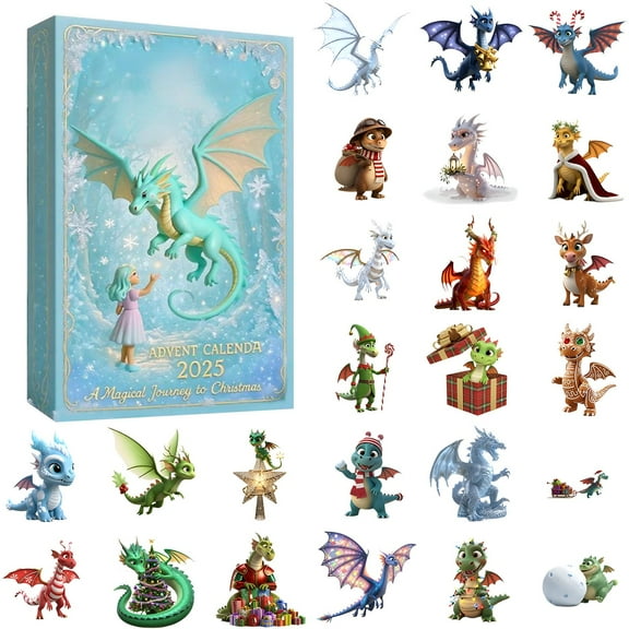 AuroraX Dinosaur Christmas Advent Calendar 2025 for Boys, 24 Days Countdown Calendar with Dinosaur Toys and Stickers