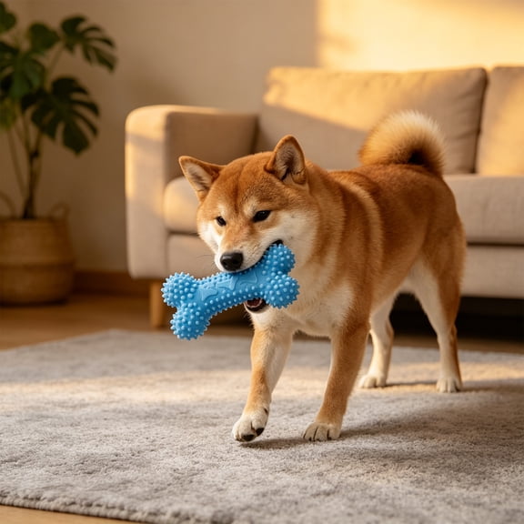 AuroraX Dog Chew Bones for Aggressive Rubber Chew Bones Long Lasting Indestructible Heavy Duty All Sizes Puppy Teething Chew Bones Blue