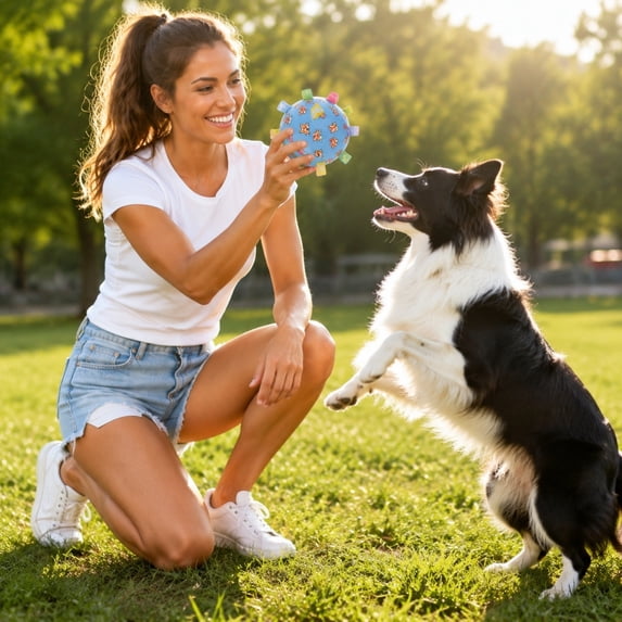 AuroraX Dog Toys for Small Dogs Balls Soft Dog Toy for Fetch Durable Colorful Interactive Squeaky Dog Toys for Outdoor Play Blue National Dog Day International Cat Day