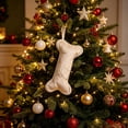 thumbnail image 1 of AuroraX Dog Toys for Small Dogs Christmas Fleece Christmas Stocking Decoration for Pets Plush Cute Festive Bone Christmas Pet Decorations for Home Beige National Dog Day International Cat Day, 1 of 6
