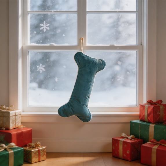 AuroraX Dog Toys for Small Dogs Christmas Fleece Christmas Stocking Decoration for Pets Plush Festive Bone Cute Christmas Pet Decorations for Home Blue National Dog Day International Cat Day