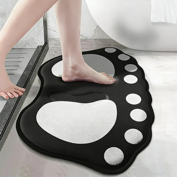 AuroraX Door Mat,Black Bathroom Shower Floor Mat for Back Door,Water Absorbent Durable Dirt Trapper Washable Non Slip