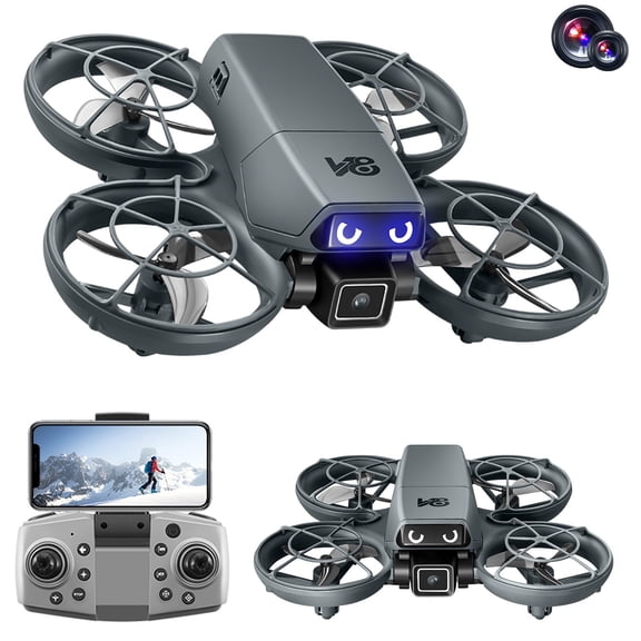 AuroraX Drone with Camera 1080p Fpv Hover Drones with 2 Speed Modes 3d Flips One Key Take Off/Land Cool Led Lights Headless Altitude Hold Quadcopter Toy Gift for Adults and Boys Girls