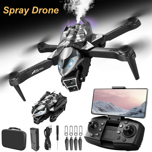 AuroraX Drone with Camera 1080p Fpv Hover Mist Spray Drones with Trajectory Flight 3 Speed Modes 3d Flips Altitude Hold Headless Foldable Quadcopter Toy Gift for Adults and Boys Girls
