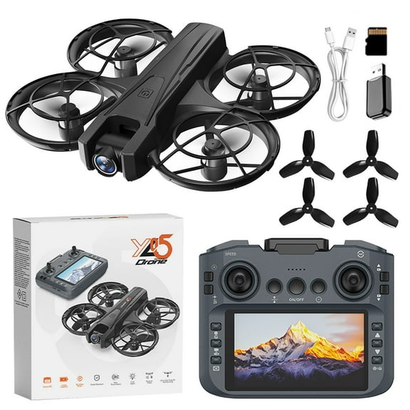 AuroraX Drone with Screen Built Into The Controller and Camera 1080p Fpv Hover Drones with One Key Take Off/Land 3 Speed Modes 3d Flips Quadcopter Toy Gift for Adults and Boys Girls