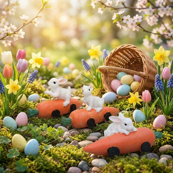 AuroraX Easter Decorations Home Decor,Window 3 Pack Resin Tabletop Set of 3 Easter Ornaments,Spring Home Decor Easter Table Decor Holiday Decorations Seasonal Display