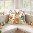 thumbnail image 1 of AuroraX Easter Throw Pillow Covers 18x18 Inch Outdoor Square Farmhouse Linen Bunny Rabbits Tulips Floral Decorative Pillow Covers Spring Cushion Case for Couch Sofa Bench, 1 of 6