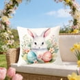 thumbnail image 1 of AuroraX Easter Throw Pillow Covers 18x18 Inch Square Outdoor Farmhouse Bunny Rabbits Floral Decorative Pillow Covers Spring Cushion Case for Couch Sofa Patio, 1 of 6
