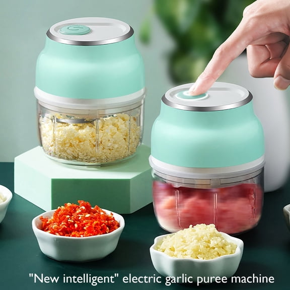 AuroraX Electric Garlic Chopper Mini Mini Vegetable Chopper for Onion USB Rechargeable Stainless Steel Blade Pulse Function BPA Free Compact Garlic Grinder for Kitchen Green