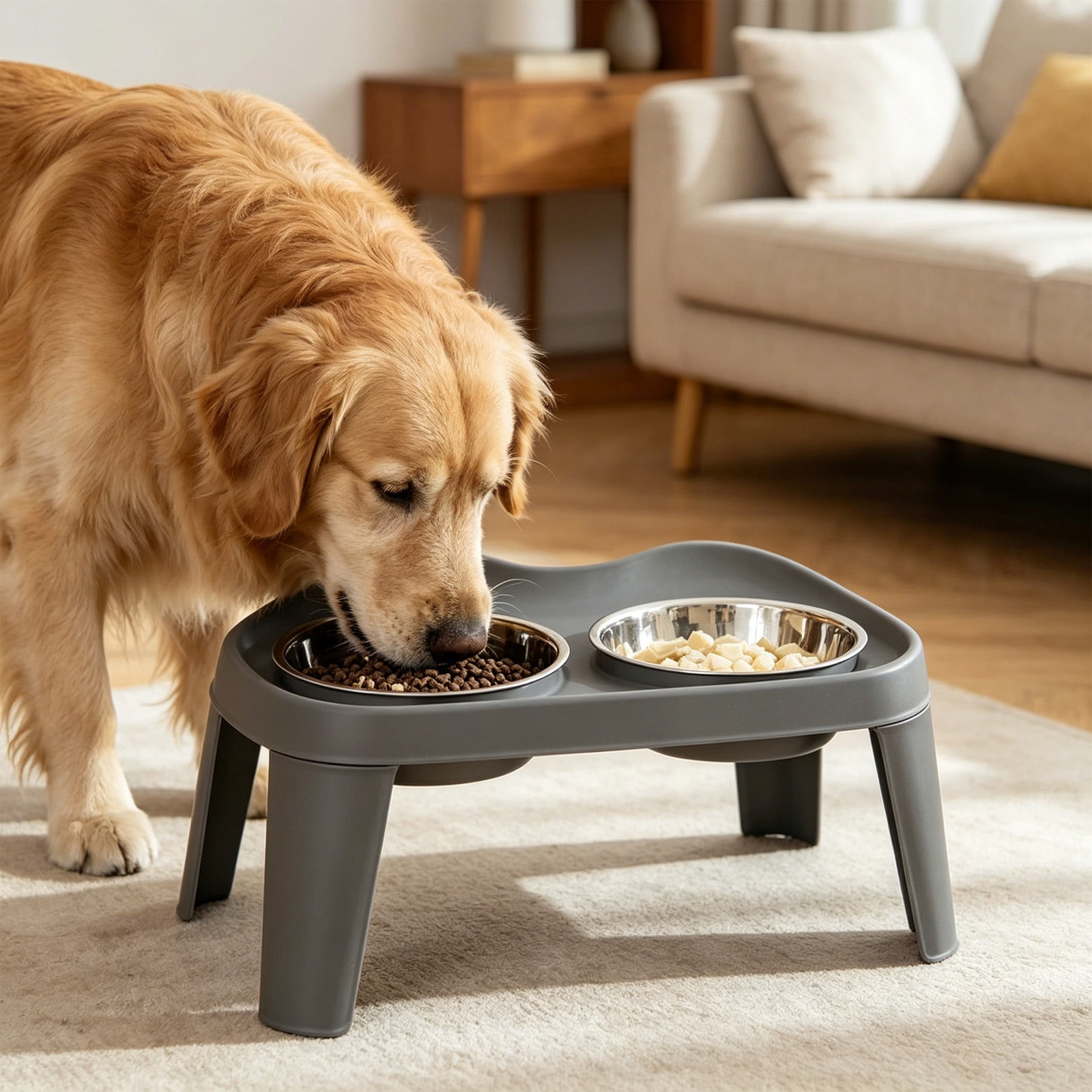 AuroraX Elevated Dog Bowl Double Dog Bowls Stainless Steel Anti Tip Non Slip Large Breed Pet Bowls