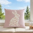thumbnail image 1 of AuroraX Embroidered Easter Throw Pillow Covers 18x18 Inch Flock Velvet Outdoor Farmhouse Square Soft Bunny Rabbits Decorative Pillow Covers Spring Pink Cushion Case for Couch Sofa Living Room, 1 of 6