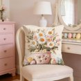 thumbnail image 1 of AuroraX Embroidered Easter Throw Pillow Covers 18x18 Inch Outdoor Farmhouse Square Plush Velvet Eggs Bunny Rabbits Floral Decorative Pillow Covers Spring Cushion Case for Couch Sofa Bench, 1 of 6
