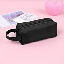 AuroraX Fabric Pencil Pouch with Handle,Large Capacity Pencil Case,Black Pen Bag