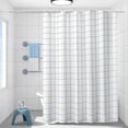 thumbnail image 1 of AuroraX Fabric Stall Shower Curtains 48" x 72" Cute Checkered Bath Curtain Boho Mildew Resistant Neutral Abstract Bathtub Cortinas for Bathroom Decor, 1 of 8