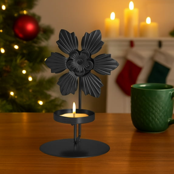 AuroraX Fall Candle Holder Decor,Black Iron Decorations,Leaf-Shaped Decorative Tray Candle Holder,Home Dining Room Table Centerpiece Xmas Decor