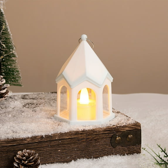 AuroraX Flameless Hanging Candle Lantern White Christmas House Led Candle Holders Romantic Vintage Decorative Valentines Day Creative Desktop Ornament Gifts for Table Centerpieces Wedding Decor