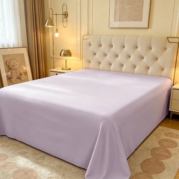 AuroraX Flat Sheets Sold Separately Twin , Cooling Purple Wrinkle Free Solid Bed Sheet Twin Size for Women