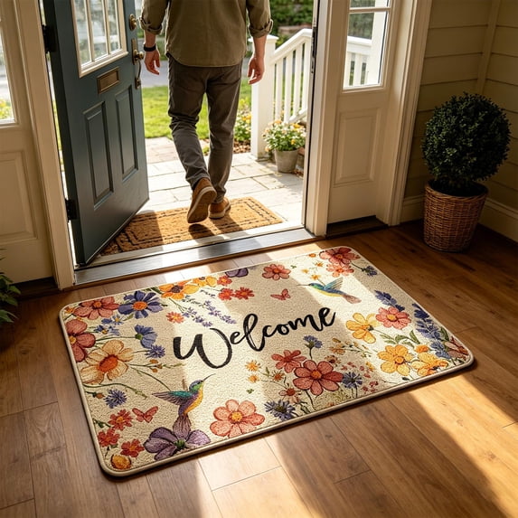 AuroraX Floral Welcome Matt Outdoor Front Door Entrance Holiday House Front Door Rugs for Outside Non Slip 16x24 Washable Welcome Mats for Inside Mothers Day Gifts for Mom
