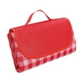 thumbnail image 1 of AuroraX Foldable Gingham Picnic Blanket Outdoor Portable 60" x 30" Waterproof & Sandproof Picnic Blanket Tote Machine Washable Cute Lightweight Oxford Beach Mat for Camping Grass Park Travel Sand, 1 of 4