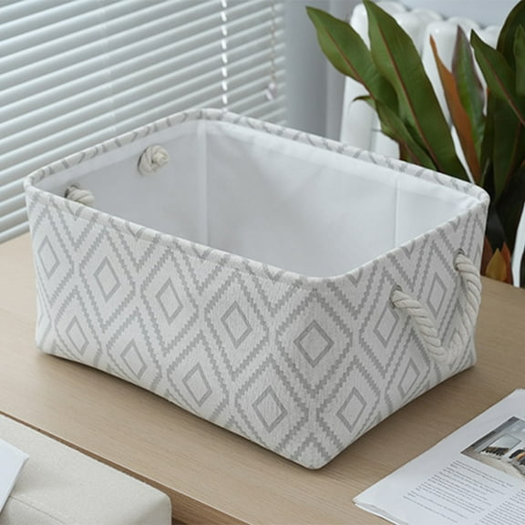 AuroraX Foldable Laundry Basket with Handles Large Quilted Canvas Laundry Basket for Organizer Cute White Decorative Square Storage Hamper for Dirty Clothes Blanket Toy